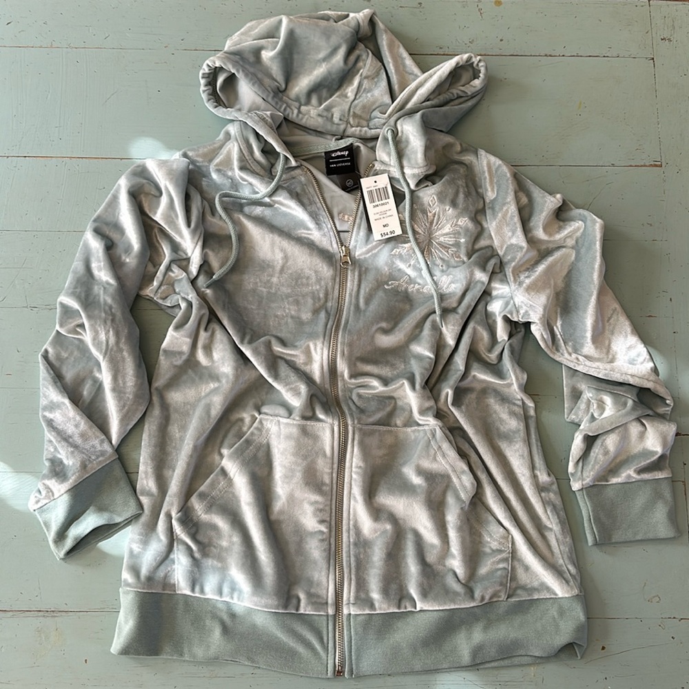NWT winter blue frozen hooded zipup sweatshirt w embroidered Elsa & snowflakes